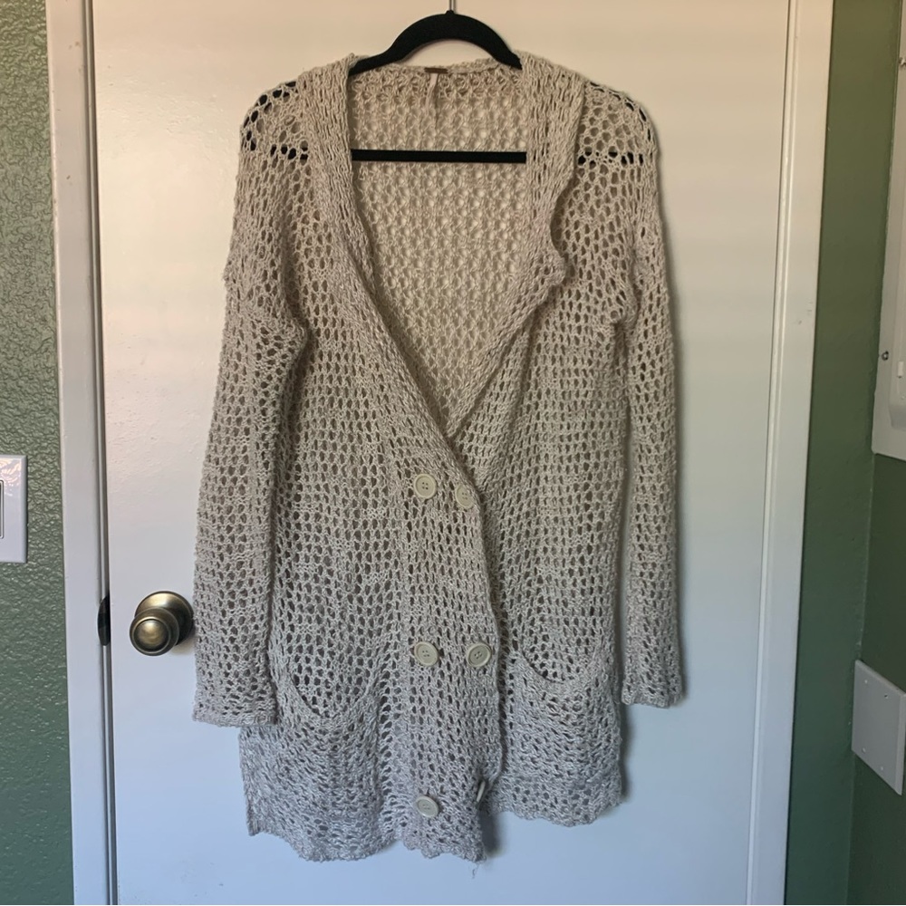 Womens Knit Lace Button Cardigan Cover Up